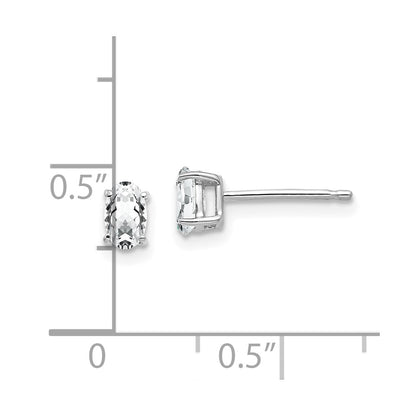 14k White Gold 5x3mm Oval Cubic Zirconia Earrings