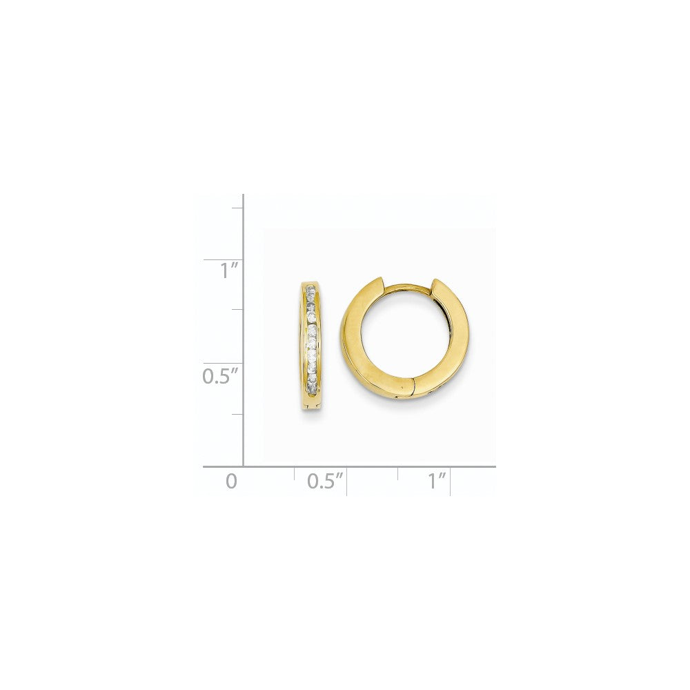 14k Yellow Gold Real Diamond Hinged Earrings