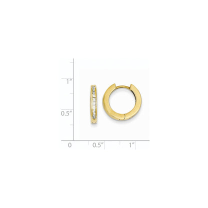 14k Yellow Gold Real Diamond Hinged Earrings