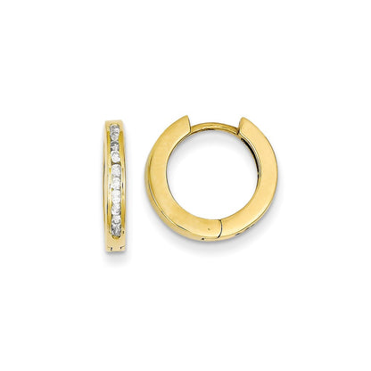 14k Yellow Gold Real Diamond Hinged Earrings