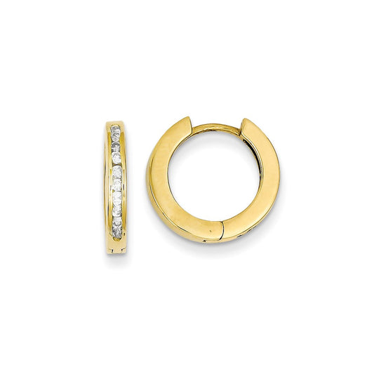 14k Yellow Gold Real Diamond hinged Earringss