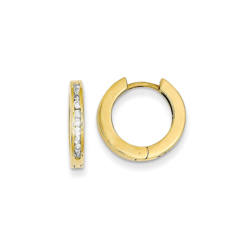 14k Yellow Gold VS Real Diamond hinged Earringss
