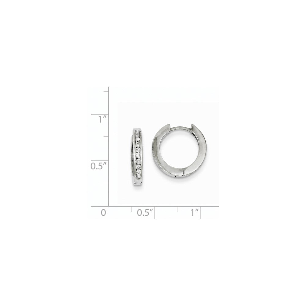 14k White Gold AA Real Diamond Hinged Earrings
