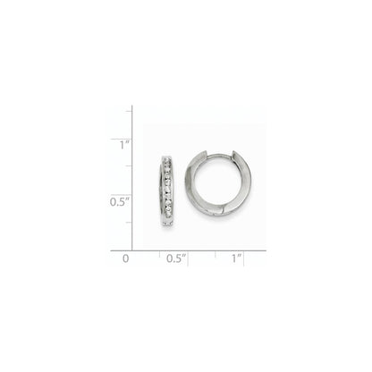 14k White Gold AA Real Diamond Hinged Earrings