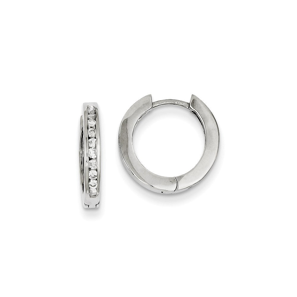 14k White Gold AAA Real Diamond hinged Earringss