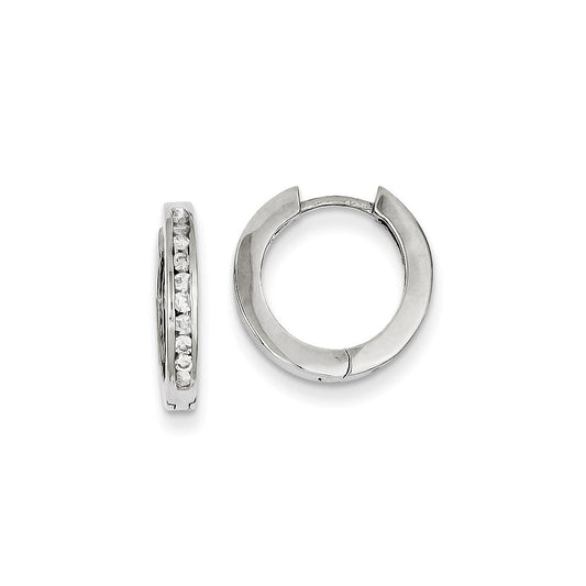 14k White Gold AAA Real Diamond hinged Earringss