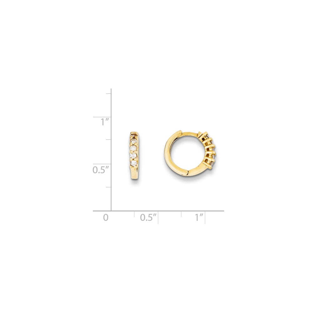 14k Yellow Gold Real Diamond Hinged Hoop Earrings