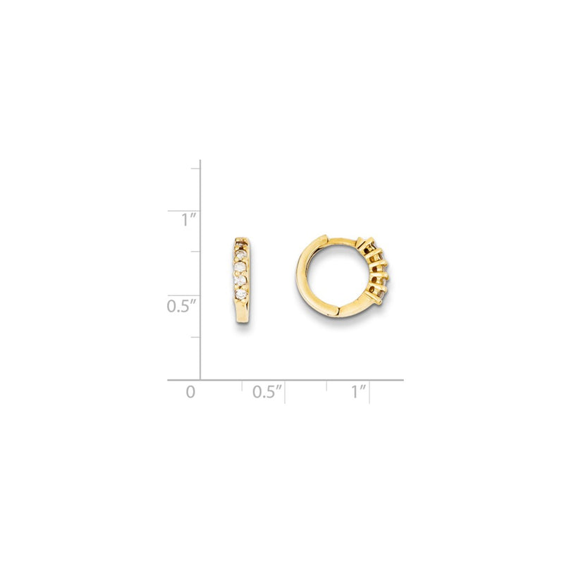 14k Yellow Gold Real Diamond Hinged Hoop Earrings
