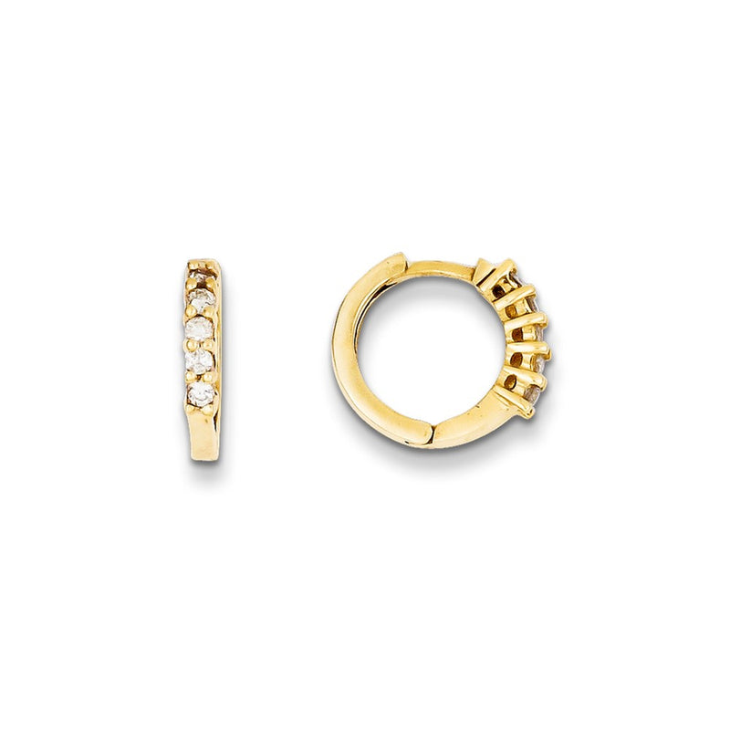 14k Yellow Gold Real Diamond Hinged Hoop Earrings