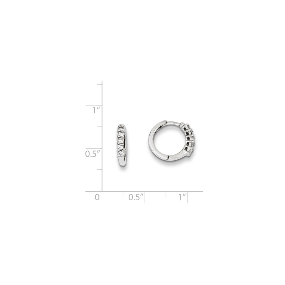 14k White Gold AA Real Diamond Hinged Hoop Earrings