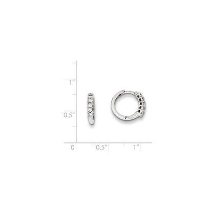 14k White Gold AA Real Diamond Hinged Hoop Earrings