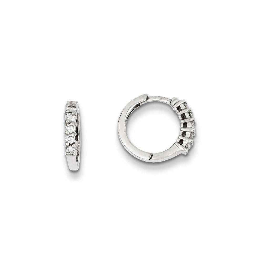 14k White Gold AA Real Diamond Hinged Hoop Earrings
