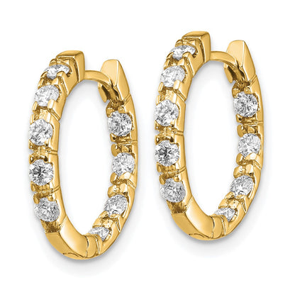 14k Yellow Gold VS Real Diamond Hinged Hoop Earrings