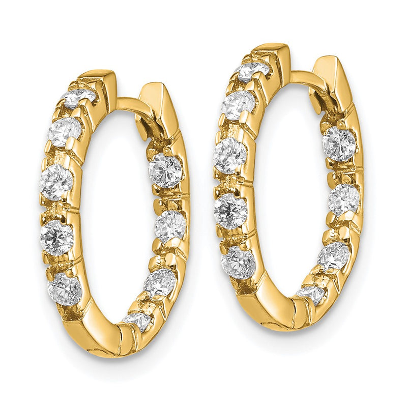 14k Yellow Gold VS Real Diamond Hinged Hoop Earrings