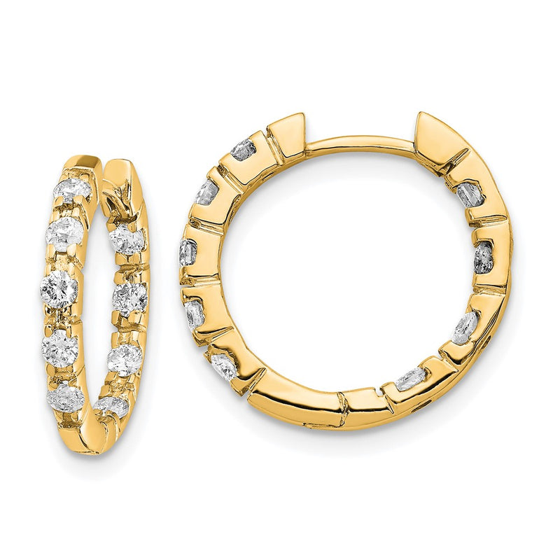 14k Yellow Gold VS Real Diamond Hinged Hoop Earrings