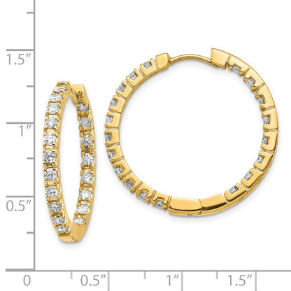 14k Yellow Gold Real Diamond Hinged Hoop Earrings