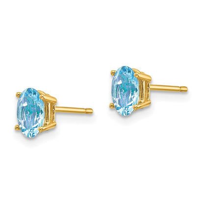 14k Yellow Gold Aquamarine Post Earrings