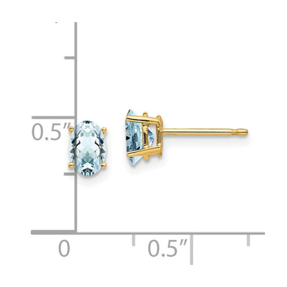 14k Yellow Gold Aquamarine Post Earrings