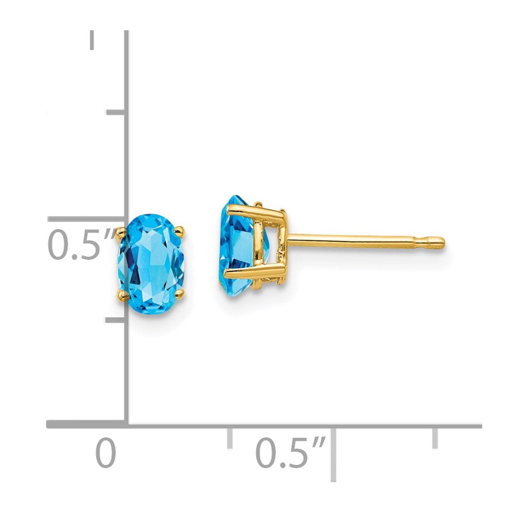 14k Yellow Gold 6x4mm Oval Blue Topaz Earrings