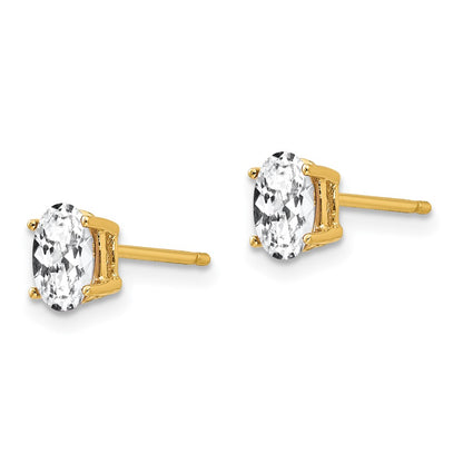 14k Yellow Gold 6x4mm Oval Cubic Zirconia Earrings
