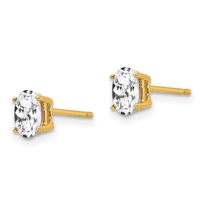 14k Yellow Gold 6x4mm Oval Cubic Zirconia Earrings