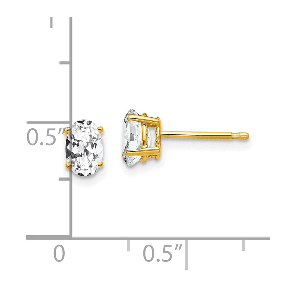 14k Yellow Gold 6x4mm Oval Cubic Zirconia Earrings