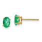 14k Yellow Gold 6x4mm Oval Emerald Earrings