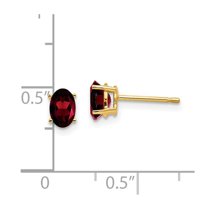 14k Yellow Gold 6x4mm Oval Garnet Earrings