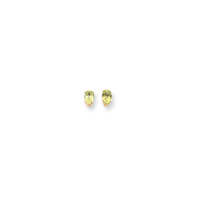 14k Yellow Gold 6x4mm Oval Peridot Checker Earrings