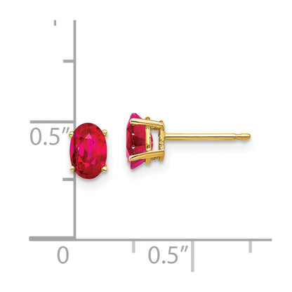 14k Yellow Gold Ruby Post Earrings