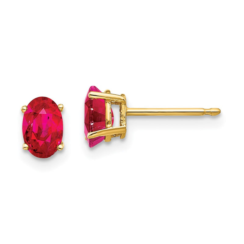 14k Yellow Gold Ruby Post Earrings
