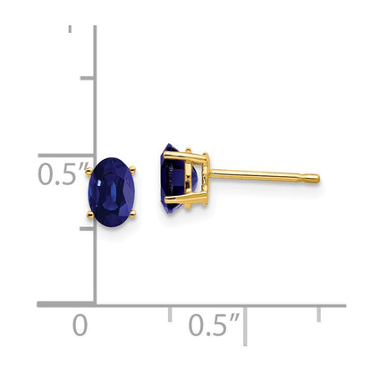 14k Yellow Gold 6x4mm Oval Sapphire Earrings