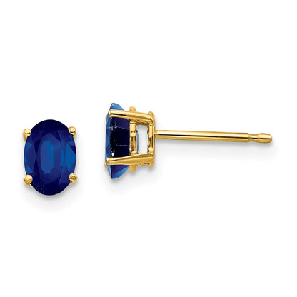 14k Yellow Gold Sapphire Post Earrings