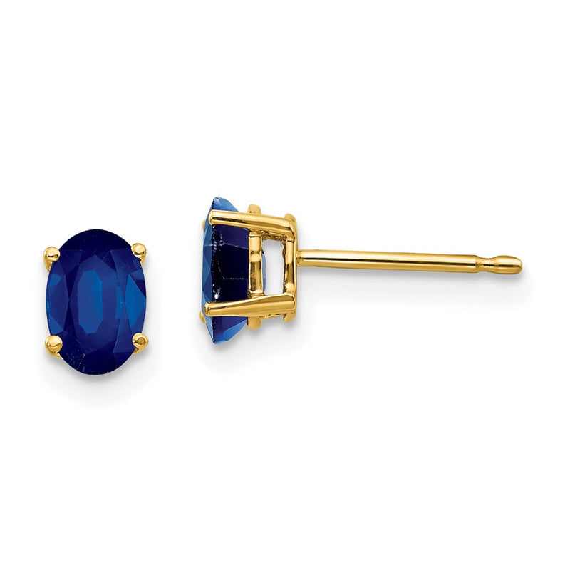 14k Yellow Gold Sapphire Post Earrings