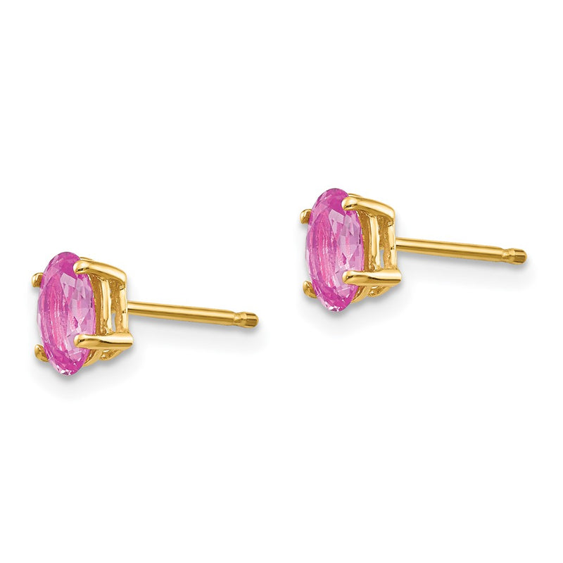 14k Yellow Gold Pink Sapphire Post Earrings