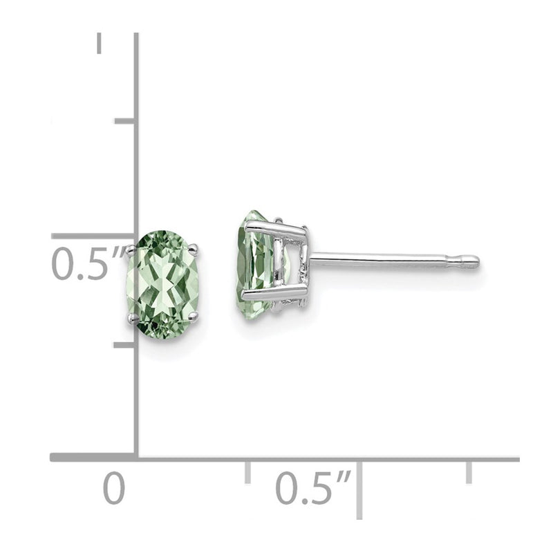 14k White Gold 6x4 Oval Green Quartz Earrings