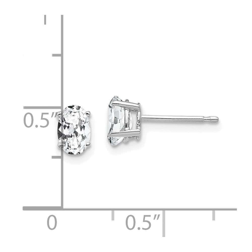 14k White Gold Cubic Zirconia Oval Stud Earrings