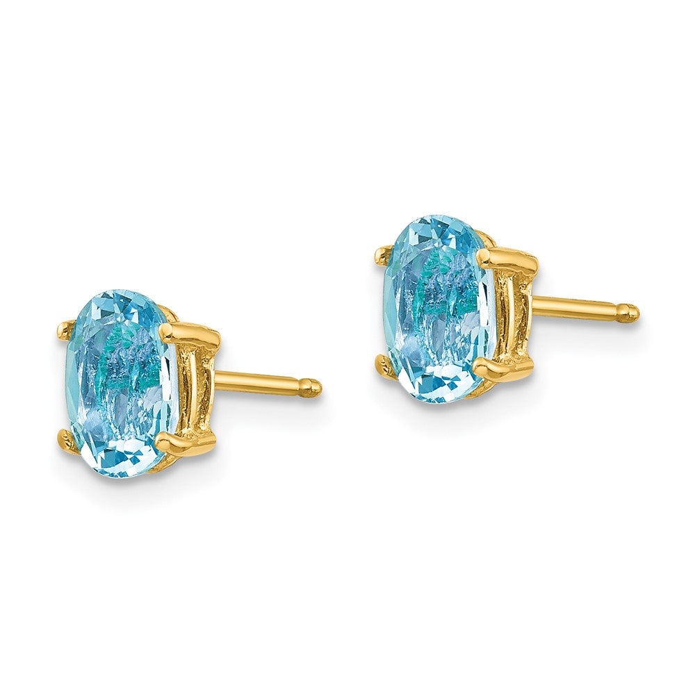 14k Yellow Gold Aquamarine Post Earrings