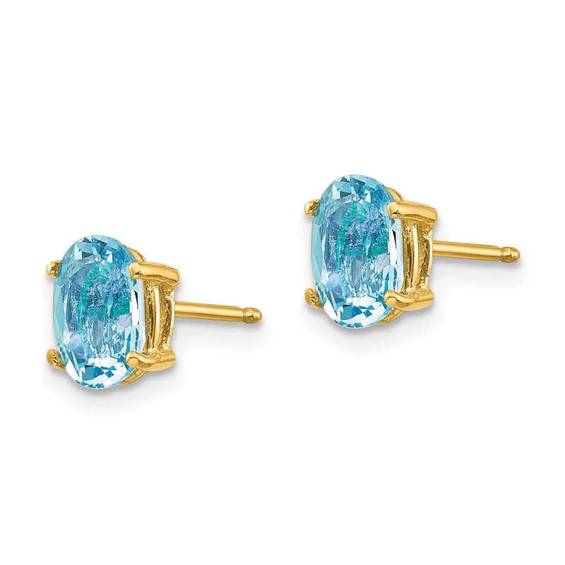 14k Yellow Gold Aquamarine Post Earrings