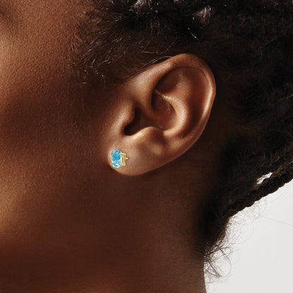 14k Yellow Gold Aquamarine Post Earrings