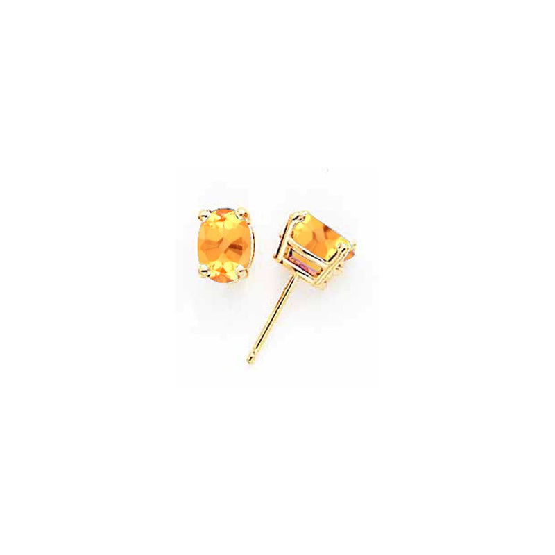 14k Yellow Gold 7x5mm Oval Citrine Earrings