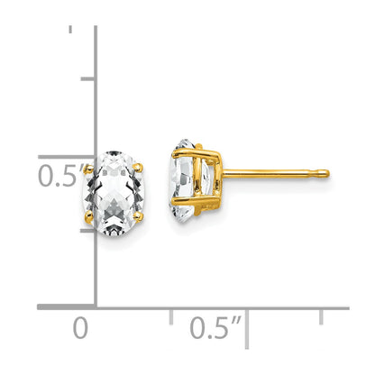 14k Yellow Gold 7x5mm Oval Cubic Zirconia Earrings