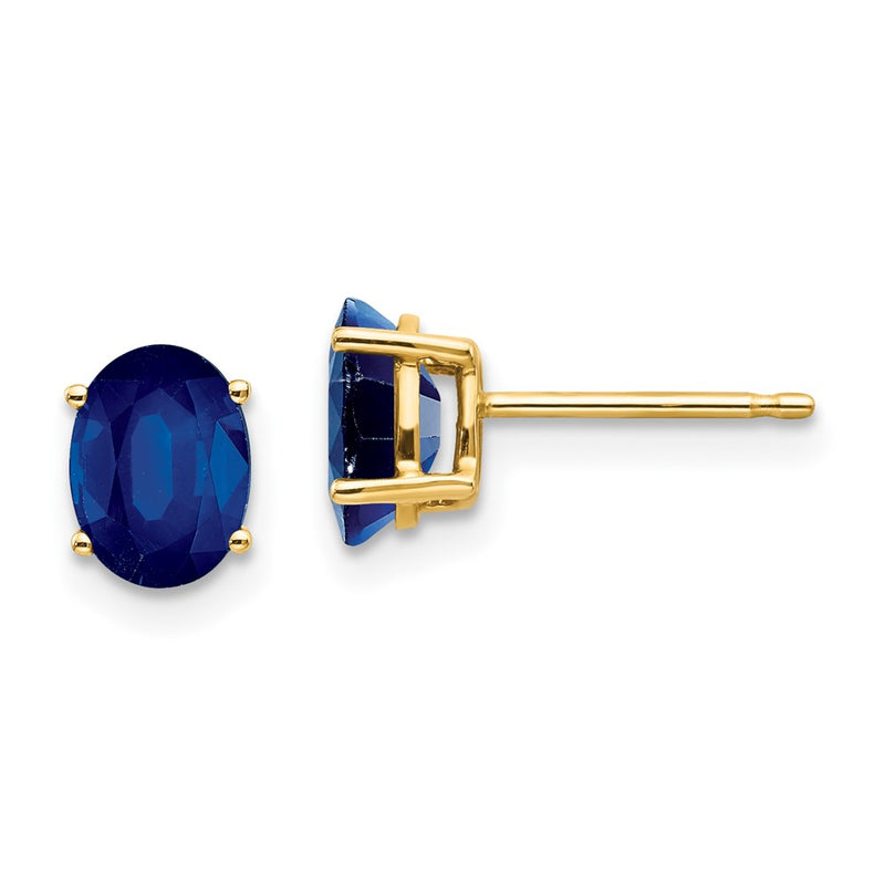 14k Yellow Gold Sapphire Post Earrings