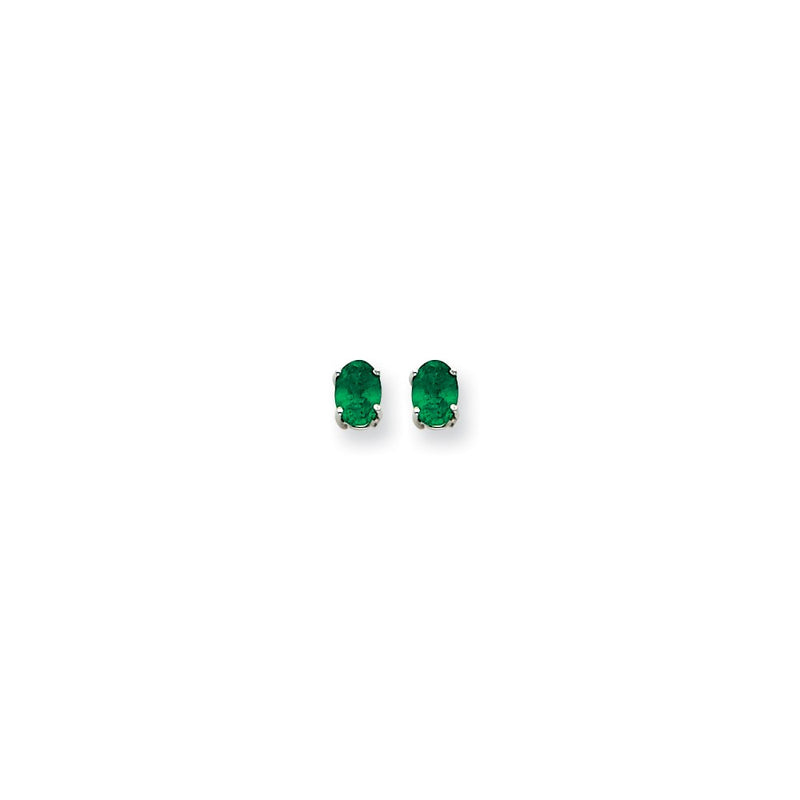 14k White Gold 7x5mm Oval Mount St. Helens Earrings
