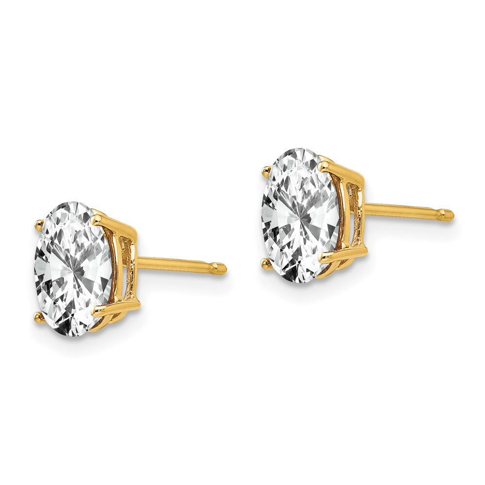 14k Yellow Gold 8x6mm Oval Cubic Zirconia Earrings