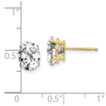 14k Yellow Gold 8x6mm Oval Cubic Zirconia Earrings