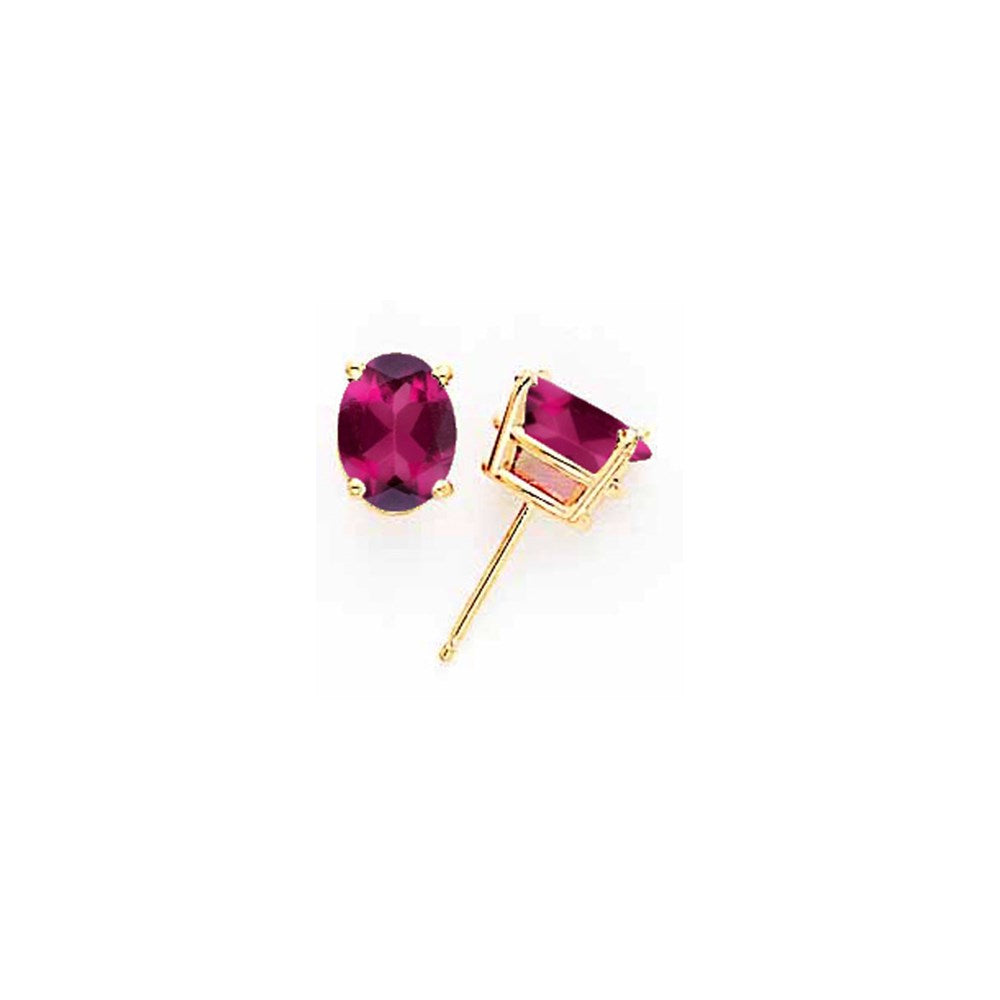 14k Yellow Gold 8x6mm Oval Rhodolite Garnet earring