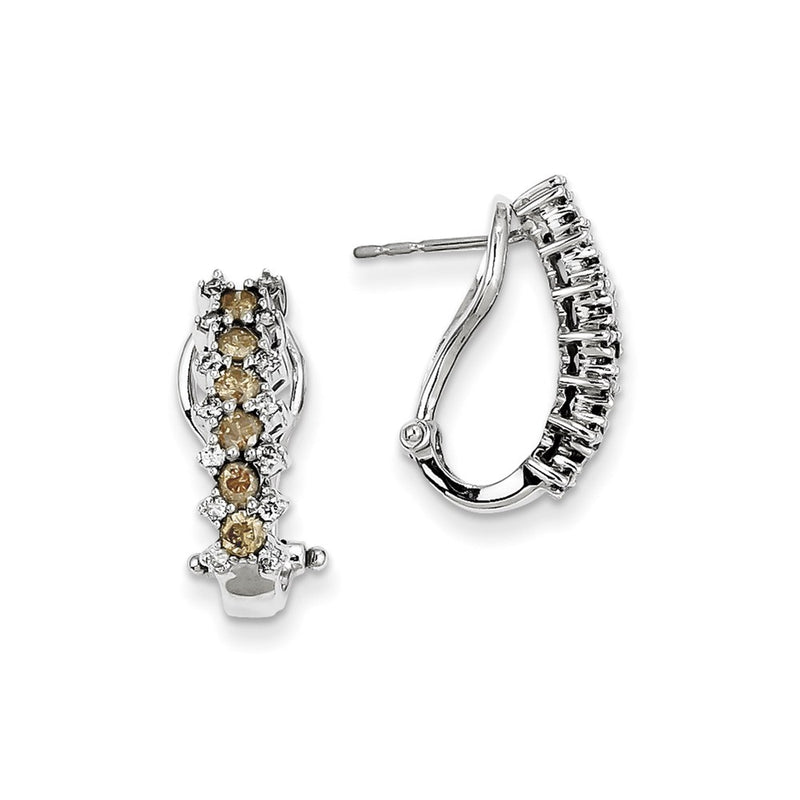 14k Yellow Gold WG Wht. & Champ. Dia Earrings