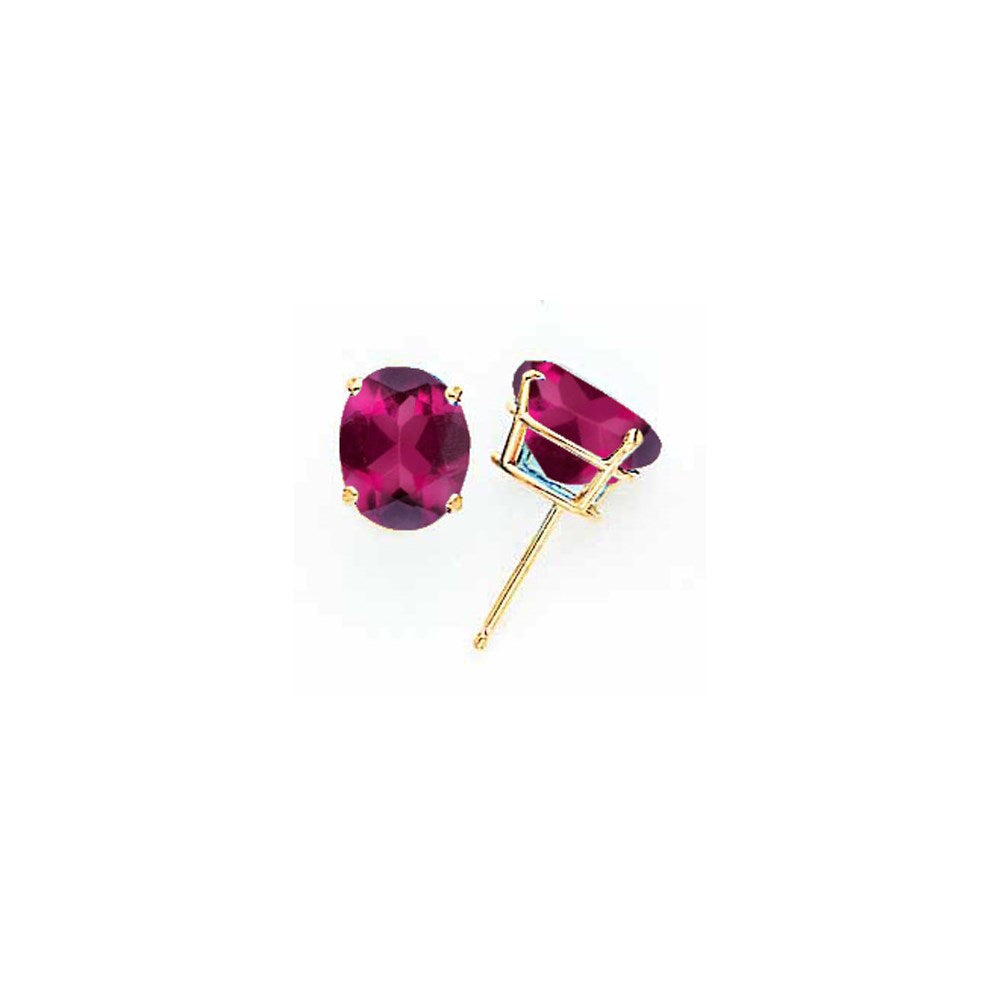 14k Yellow Gold 9x7mm Oval Rhodolite Garnet earring