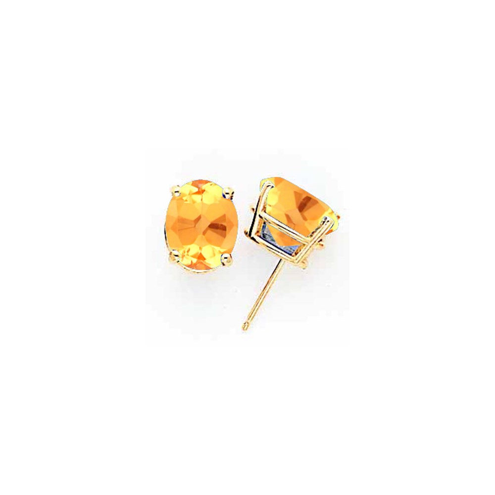 14k Yellow Gold 10x8mm Oval Citrine Earrings